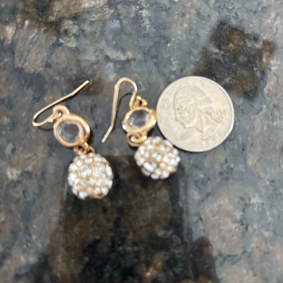 Rhinestone Crystal Dangle Pierced Earrings - Picture 2 of 2